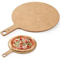 Hendi Pizza plank met handvat – geperste houtvezels – Ø356 mm – onderhoudsvrij – vaatwasmachinebestendig