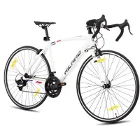 Hiland Racefiets - 700 x 32C - 14 Versnellingen - Lichtgewicht Aluminium Frame - Wielrenfiets voor Heren & Dames - Wit 49