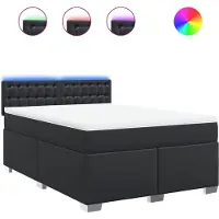 vidaXL Boxspring met matras kunstleer zwart 160x200 cm