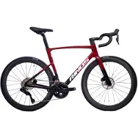 RINOS Odin6.1 Carbon Road - Racefiets - met UCI Frameset - met SHIMANO Di2 - 24 versnellingen en schijfremmen - lichte fiets voor dames en heren - Wielen van koolstofvezel -700 x 40C - Rood en zwart S