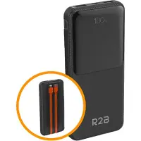 R2B Powerbank 10.000 mAh met Ingebouwde Kabels (USB-C & 8 Pins)