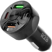 R2B Auto Oplader USB-C & USB-A - 4 Poorten - Snellader voor 12V Aansluiting