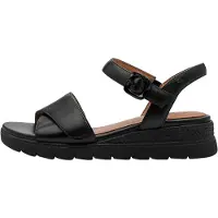Tamaris Sandaal 'Bequeme Ledersandalen mit Keilabsatz' zwart