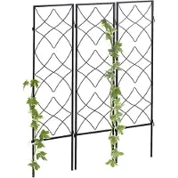 Relaxdays klimplantenrek metaal - set van 3 - elk 122 x 31 cm - trellis - zwart