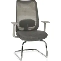 Hjh OFFICE Sledestoel / bezoekersstoel MILESTON V mesh / stof grijs
