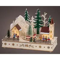 Lumineo Kerstscene Hout LED 14x28x20cm Bruin bruin Hout Kerstverlichting Figuur