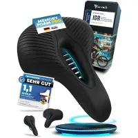 MIVELO - Fietszadel Trekking - 26,5 x 18,5 cm - Zwart & Kunstleer - Waterdicht - Traagschuim & Ergonomisch - Voor E-bike & Toerfiets