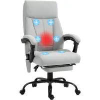 Vinsetto -Massage-Bürostuhl-Polyester, Stahl-65L x 74B x 111-119H cm-Hellgrau