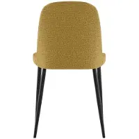 STONES Eetkamerstoel Tamara met een frame van polypropyleen en een gele stoffen bekleding, en zwarte metalen poten – een modern en levendig design