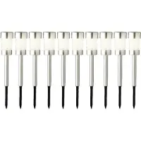 Lumineo solar tuinspots 10x stuks - H26 cm - rvs - warm wit - Prikspotjes