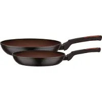 GSW Set of 2 frying pans - Induction compatible - - TERRA - Ø 24 and 28 cm - 3 mm forged aluminum - Red