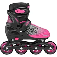 Roces Jokey X Verstelbare Skeelers Meisjes - Inline Skates - Meegroei Skates - Zwart Roze - Maat 26-29