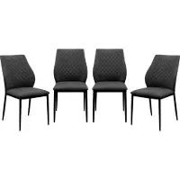 CALICOSY Set van 4 stoelen van gewatteerde stof met metalen frame, 48 cm lillie