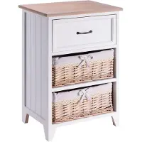CARO-Möbel Nachtkastje PROVENCE met 1 lade en 2 manden, wit