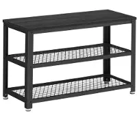 Acaza Stevig Schoenenrek met Industriële Look - Rek voor Schoenen met Zwart Frame en Bankje, Zwart, 73x30x45cm
