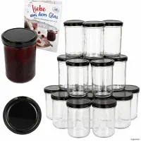 MamboCat 48-delige set sturzglas 435 ml jampot Inmaakpot Inmaakpot Tot 82 zwarte deksel incl. Diamant-suiker Gelierzauber receptenboek