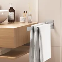 Auralum Max Dubbel Handdoekenrek - Zilver - Geen Boren Nodig - Luxe Design - Voor Badkamer & Keuken
