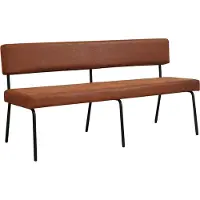 Livin24 Industriële eetkamerbank Espen cognac eco-leer 160 cm
