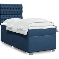 vidaXL Boxspring met matras stof blauw 90x190 cm