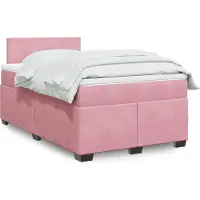 vidaXL Boxspring met matras fluweel roze 120x200 cm