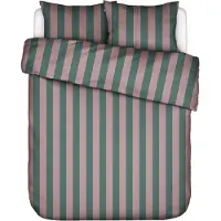 Essenza Dekbedovertrek Minte Stripe Woodrose - Dark Teal Satijn-200 x 200 / 220 cm | 2-Persoons