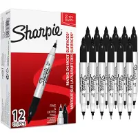 Sharpie permanent marker dubbele punt zwart (12 stuks)