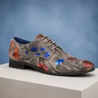 Lureaux Grey Velour Flora - - Nette Kleurrijke Schoenen Met - Of Zonder - Print - Heren