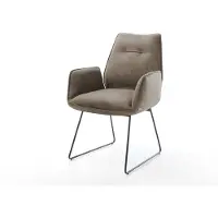 DELIFE Eetkamerstoel Zoa-Flex microvelours taupe vintage slipframe zwart pocketveer kern