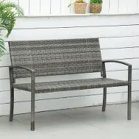 STILVORA Tuinbank 122 cm - 2-Zits Met Rugleuning En Armleuningen - Voor Balkon, Tuin En Terras - Staal En Polyrattan - Grijs
