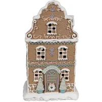 Clayre & Eef Gingerbread house met LED 12x9x20 cm Bruin Polyresin