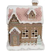 Clayre & Eef Gingerbread house met LED 13x10x16 cm Bruin Polyresin
