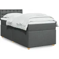 vidaXL Boxspring met matras stof donkergrijs 90x200 cm