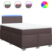 vidaXL Boxspring met matras stof donkerbruin 120x190 cm