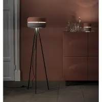 STONES Idra staande lamp met een roze-grijze metalen kap en een zwart frame, E27-fitting, maximaal 40 W, elegant design voor interieurs – Idra
