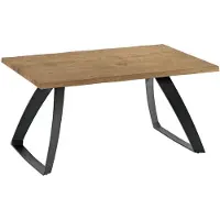 STONES Uitschuifbare eettafel "Bridge", 160–240 cm, gemaakt van naturel eikenhout, met een fineerblad, massieve rand en zwarte metalen poten
