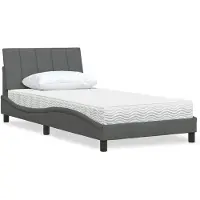 vidaXL Bed met matras "Hanko" stof donkergrijs 100x200 cm