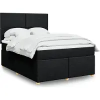 vidaXL Boxspring met matras stof zwart 140x190 cm