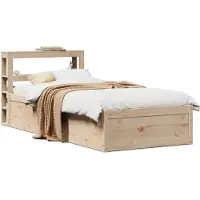 vidaXL Bedframe met hoofdbord massief grenenhout 75x190 cm