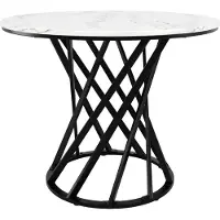 MODFU Vierkante eettafel 80x80 cm met metalen poten – Compact design voor keuken en eetkamer – MDF en metaal – Zwart/Wit 80x80x76 cm