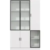STILVORA Vitrinekast - 3 Glazen Deuren Met Ledverlichting - Opbergen En Presenteren Voor Woonkamer En Kantoor - Spaanplaat Glas - 120x35x200 Cm - Wit