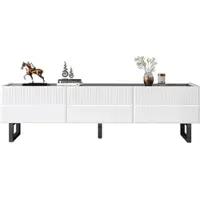 STILVORA TV-Meubel - Laag Met 3 Laden En Hoogglans Blad - Minimalistisch Zwart-Wit Voor Woonkamer En Opbergruimte - MDF - 170x35x47 cm - Zwart+Wit