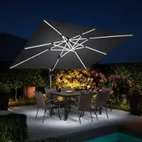 PURPLE LEAF Rechthoek Parasol – Dubbel Top – 360 °Graden Rotatie – UV werend doek– Windbestendige Zweefparasol
