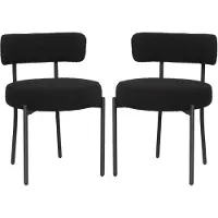 Puluomis eethoekstoelen, set van 2, keukenstoelen, gestoffeerde stoelen met rugleuning, afneembare boucle-bekleding, zwart