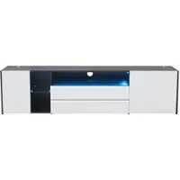 STILVORA TV-Kast - Hogeglans Front Met LED App-Bediening - 2 Laden 2 Deuren 40kg Draagkracht - Voor 75 Inch TV Woonkamer - Spaanplaat - 180x40x45 cm - Wit+Zwart