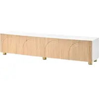STILVORA Tv-Meubel - 4 Deuren Met Boogreliëf - Veel Opbergruimte Voor Woonkamer - MDF En Spaanplaat - 180x35x40 Cm - Natuurlijk;Wit