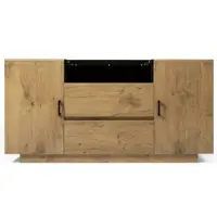 STILVORA Dressoir - Met 2 Lades En 2 Kasten Met Verstelbare Planken - Met Open Vak Voor Woonkamer En Hal - Spaanplaat Glas - Eiken - 140x40x70 Cm