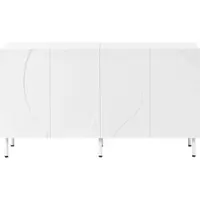 STILVORA Dressoir - Greeploos Met Golvende Deuren En Opbergruimte - Voor Woonkamer En Hal - MDF En Spaanplaat - 140x40x77,5 Cm - Wit