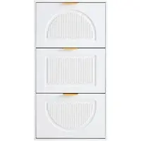 STILVORA Schoenenkast Met 3 Kleppen - Smal En Ruimtebesparend Voor Hal En Woonkamer - MDF En Spaanplaat - Wit - 60x24x114 Cm