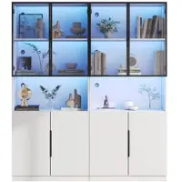 STILVORA Vitrinekast - Spaanplaat Met Glazen Deuren - LED Met App En Instelbare Kleur - Open En Gesloten Opbergruimte Met Aluminium Frame - 160x30x200 cm - Wit