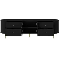 STILVORA Tv-Meubel - Golffront Met Laden En Kabeldoorvoer - Voor Woonkamer En Mediaopslag - MDF - 180x40x38 Cm - Zwart